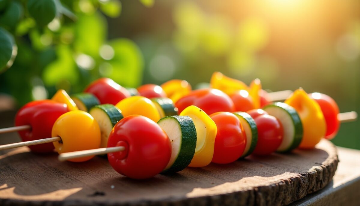Brochettes colorées de légumes et crudités : l'apéritif frais et léger pour l'été