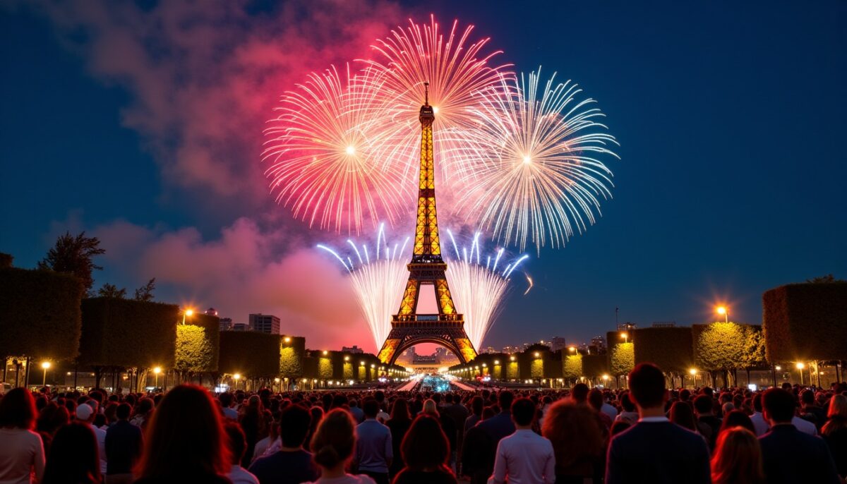 Vidéo : Revivez l’éblouissant feu d’artifice du 14 juillet 2016 au pied de la Tour Eiffel à Paris